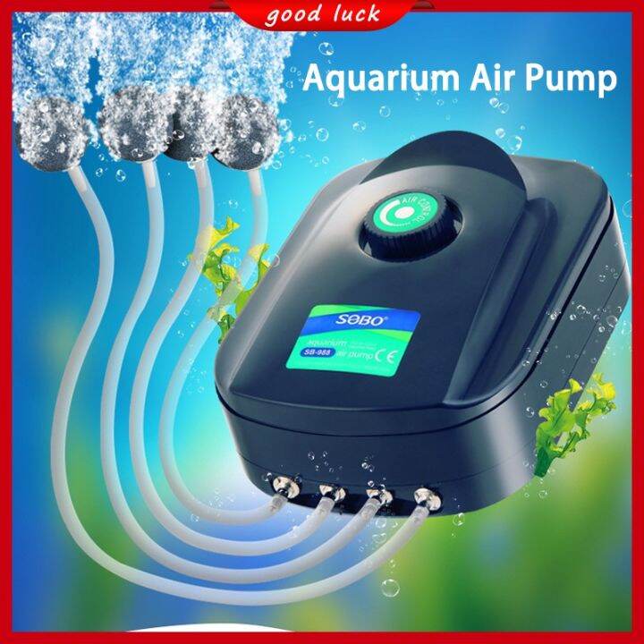（COD）SOBO Aquarium Fish Tank Air Pump Oxygen Pump Adjustable Flow Silent Double Outlet 8W 220