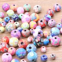 【CW】✿  30Pcs 3 Size Colors Round Flowers Clay Spacer Beads Polymer Jewelry Making Accessories