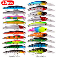 ใหม่20Pcs Hard เหยื่อตกปลา Minnow เหยื่อตกปลาเบสน้ำจืดน้ำเค็มญี่ปุ่น Sea 3D Eyes Wobbler Tackle Crankbait Pesca เหยื่อชุด