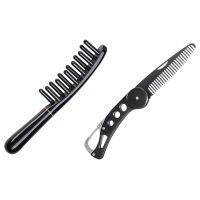 ☇❉☄ New Portable Double-Row Wide Teeth Comb Anti-Static Horn Combs With Folding Clip Hair Moustache Beard Fashion Hair Brush