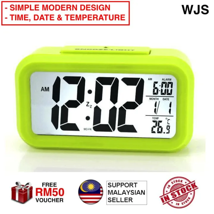 (SIMPLE MODERN DESIGN) WJS Large Bright LED Digital Alarm Smart Clock