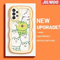 JIUMOO เคส A04s ปลอกสำหรับ Samsung Galaxy A13 5G ลายการ์ตูนแฮปปี้กบดีไซน์ใหม่คอลอร์ขอบลอนนุ่มเคสมือถือกันกระแทกแบบใสเก๋ไก๋เคสโปร่งใสลายกล้องถ่ายรูปซิลิกาเจลปกป้อง