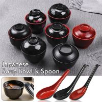 Japanese Style Miso Soup Bowl With Lid Rice Ramen Soup Noodle Bowls Spoon Small Seasoning Sauce Bowl Jiaozi Dipping Sauce Bowl