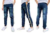 TPPJEANS Jogger Jeans กางเกงยีนส์จ็อกเกอร์ ผ้ายืด เอวยางมีเชือก สีบลูฟอกแต่งแถบข้าง งานตัดเย็บอย่างดี สวมใส่สบาย ทรงสลิม Size 28-36 รับชำระปลายทาง