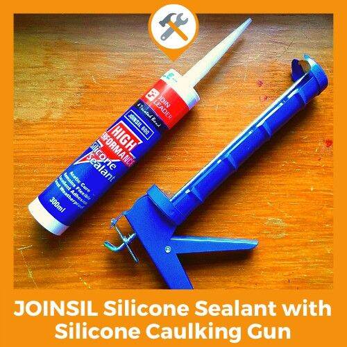 ☚JOINSIL 600 Silicone Sealant (Clear) with Silicone Caulking Gun Add-On ...