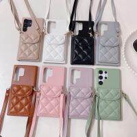 Crossbody กระเป๋าสตางค์หนังการ์ดแนวตั้งเคส Solt สำหรับ Samsung Galaxy S23 S21 S22พิเศษบวก A25 A52 A53ขาตั้งสายคล้องป้องกัน A54