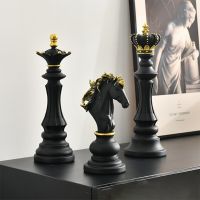 Resin Retro International Chess Figurine For Interior King Knight Sculpture Home Desktop Decor Living Room Decoration