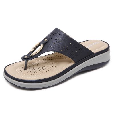 Sandals2023 new Europe and the States slippers female cross-border wedge a undertakes to buckles flip-flops