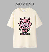 NUZIRO เสื้อโอเวอร์ไซ่แขนสั้นลายการ์ตูนตลกๆฉบับภาษาเกาหลีสำหรับผู้หญิง