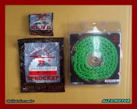 HONDA GROM125 MSX125 FRONT (13T) &amp; REAR (28T) SPROCKET &amp; CHAIN (420N) (120L) "GREEN" SET #สเตอร์หน้า13ฟัน สเตอร์หลัง28ฟัน โซ่สีเขียว