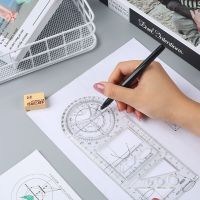 2021 New Multifunction Rotatable Drawing Template Ruler Geometric Measuring Drafting Teaching Ruler Drawing Ruler For Students Rulers  Stencils