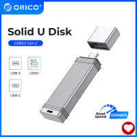 แฟลชไดรฟ์ USB SSD ORICO แบบพกพา,ไดรฟ์โซลิดสเตตภายนอก,ดิสก์ USB-C โซลิดสเตต U,สูงสุด520เมกะไบต์/วินาที,512GB/1TB, USB 3.2 Gen 2,การจัดเก็บและการสำรองข้อมูลที่เชื่อถือได้สำหรับการเล่นเกมช่างภาพผู้สร้างเนื้อหาสนับสนุน Windows Linux MacOS IPadOS