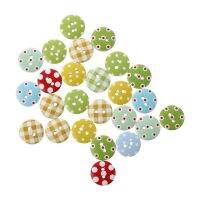 Gingham Painted Wooden Buttons In Mixed Colours (15mm X 25pcs Pack) Perfect For Card Embellishment, Scrapbooking &amp; Other Arts &amp; Craft Projects.