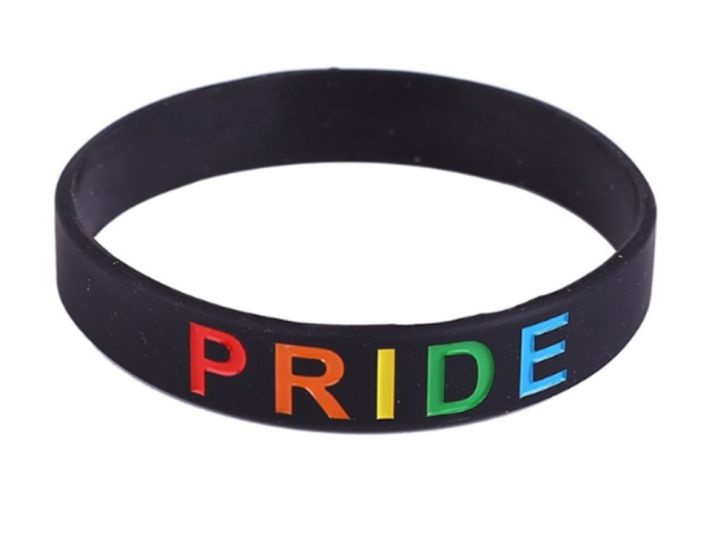 สายรัดข้อมือ-ริสแบนด์-ซิลิโคน-ข้อมือ-สายรัด-ยาง-สีรุ้ง-สีดำ-rainbow-pride-lgbt-wristband-rubber-silicone-band-free-size-unisex-2-5-diameter