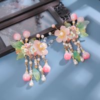 【YF】✥  pearl flower leaf peach hairpin temperament retro duckbill clip 2-piece personalized fashion hair accessories