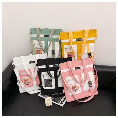 Canvas Bag For Female Students Korean Style Crossbody New Large Capacity Artistic Ins Shoulder Simple Single Shoulder Bag