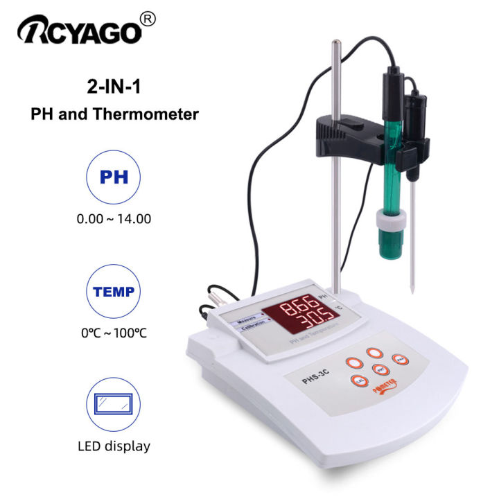 RCYAGO PHS-3C Desktop Keasaman Meter PH/Suhu 2 In 1 Digital PH Tetester ...