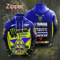 [เสื้อยืด Cloud Sense]    Xzx180305 in stock! Personalized Yamaha MotoGP racing team sports mens zip up hookdie spring