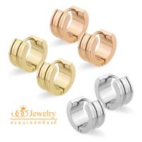 555jewelry ต่างหูห่วงแฟชั่น สแตนเลสสตีล แท้ ลายเส้นตรง รุ่น MNC-ER932 - ต่างหูผู้หญิง ตุ้มหู [ER48]