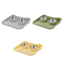 Raised Cat Feeding Double Bowls Nonslip Elevated Cat Water Bowl Food Container for Cat Dogs Small Pet Food Feeder Tray