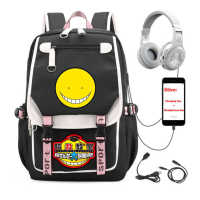 USB ชาร์จวัยรุ่นแล็ปท็อป packsack อะนิเมะลอบสังหารห้องเรียนกระเป๋าเป้สะพายหลังกระเป๋าหนังสือของนักเรียนผู้หญิงผู้ชายเดินทางกระเป๋าเป้สะพายหลัง