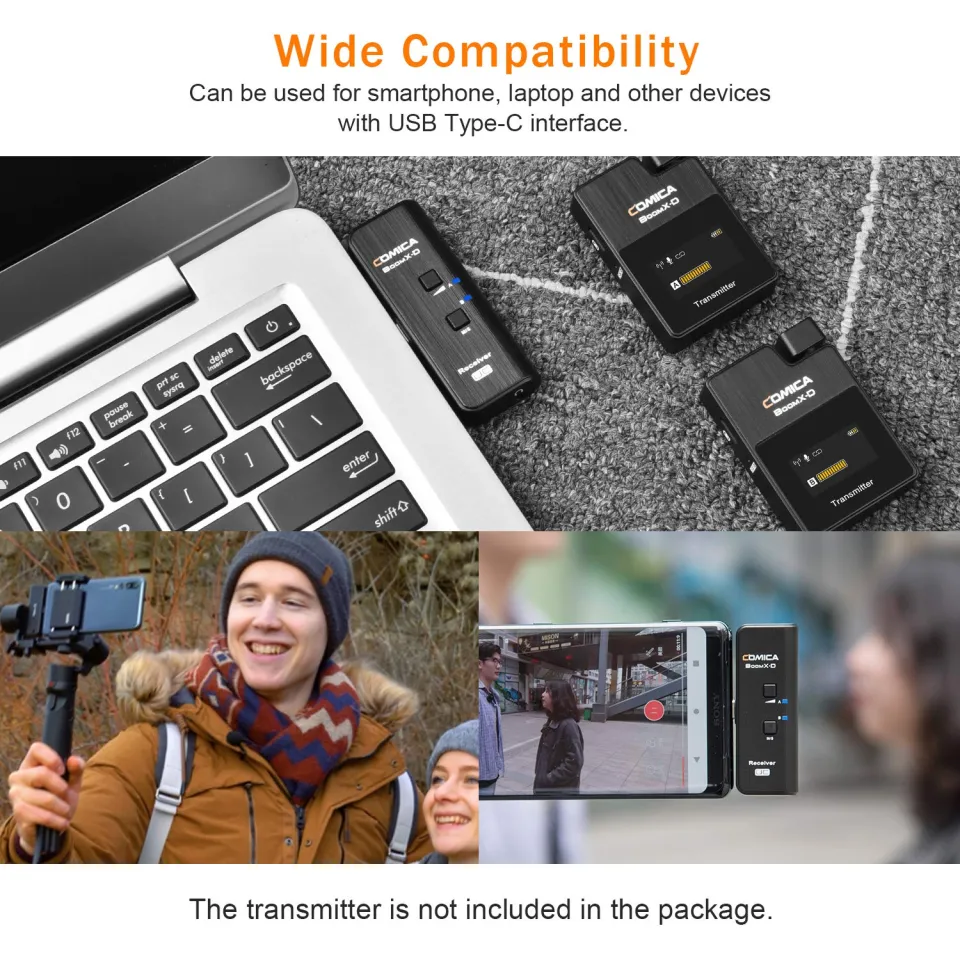 Wireless Lavalier Microphone,Comica BoomX-D2 2.4G Compact Wireless  Microphone System with 2 Transmitter and 1 Receiver,Lav Mic for Smartphone  Camera Podcast Interview  Facebook Live-Stream 