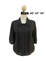 เสื้อชีฟองสตรี สีดำล้วน รอบอก 44" 46" 48" มีซับใน ใส่สบายมากค่ะ งานเกรดเอ Yafag