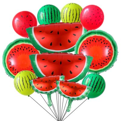 【CC】 12Pcs Watermelon Set Hawaiian Fruit Decoration Foil Birthday In A Supplies