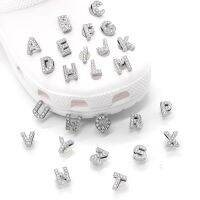 Hot 1pcs Metal Letters Shoes Accessories Garden Shiny Rhinestones Shoe Decorations For Croc Jibz Charm X-mas Gifts