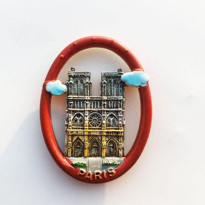 Magnetic Refrigerator Stickers European France Notre Dame De Paris Three-Dimensional Painting Travel Commemorative Decorative Handicrafts Handicrafts 【Refrigerator sticker】๑┋♛