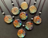【CW】 Colorful Chips lapis Amethysts Stone Chakra Orgone beads Pendulum Amulet Reiki Healing Pendant Necklace 1pc