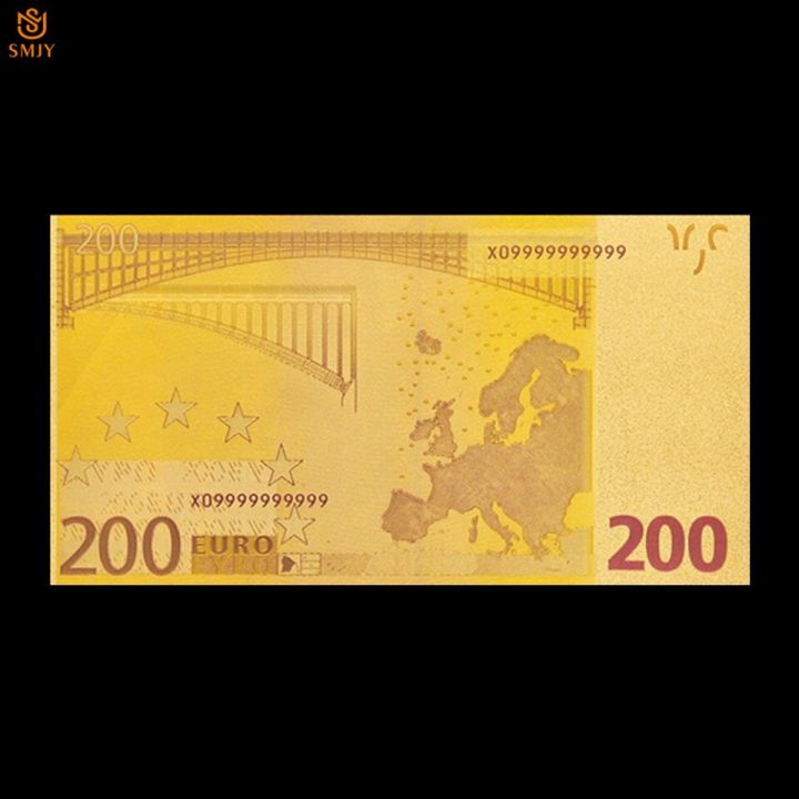 ธนบัตรทอง24k-แบบยูโรส่งฟรีธนบัตร200ยูโรชุดสกุลเงินสีเงินที่เก็บธนบัตรและของตกแต่ง
