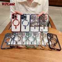 WFCase สำหรับ Samsung S21 S21บวก S21U S21FE S22 S22บวกกับ S23 S23 S22U บวกตัวดูดแม่เหล็กชุบ S23U ไฟฟ้าเคสชาร์จโทรศัพท์กล้องเต็มรูปแบบปกป้องเคส