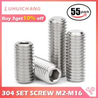 Hex Soket Set Sekrup Titik Datar Sekrup Lundi Heksagonal M2 M2.5 M3 M4 M5 M6 M8 M10 Stainless Steel Set Tanpa Kepala Sekrup