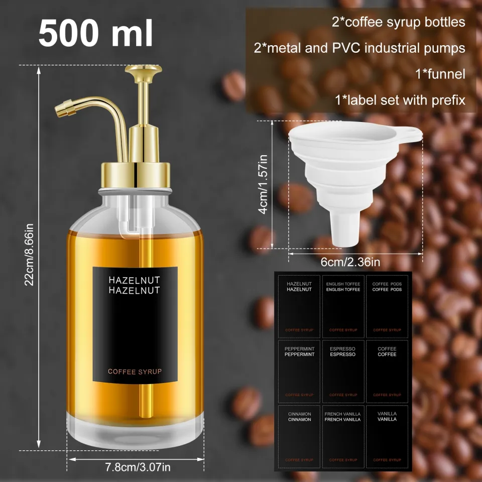 Coffee Syrup Dispenser, 500ml Clear Coffee Syrup Pump
