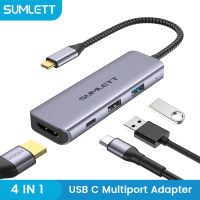 Sumlett USB C Hub 4 In 1 Type C ถึง HDMI ตัวแปลงแบบหลายพอร์ตรองรับ4K UHD พร้อม USB 3.0 ,USB 2.0 , 100W PD พอร์ตชาร์จสำหรับ Macbook/macbook Pro/macbook Air iPad Pro 2018/2020,Samsung Note 20/10/S20/S10/S9