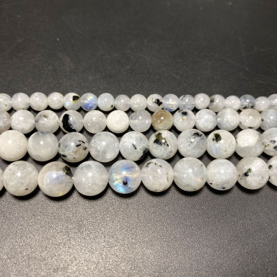 Fine AA 100 Natural Stone Black White Moonstone Round Gemstone Beads For Jewelry Making DIY Bracelet Necklace Earrings 468MM