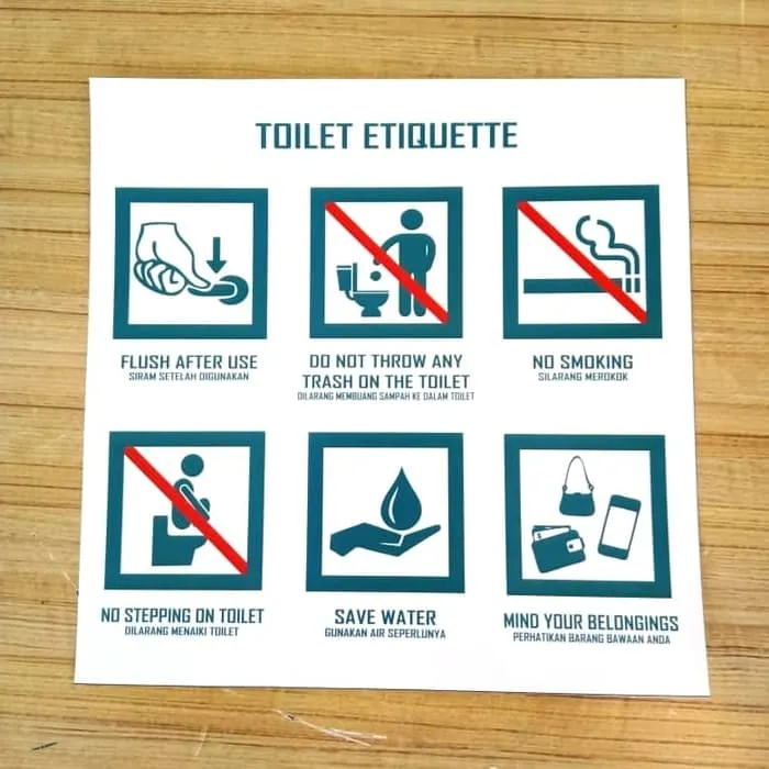 COD SIGN STICKER CARA PENGGUNAAN TOILET/ TOILET ETIQUETTE UKURAN