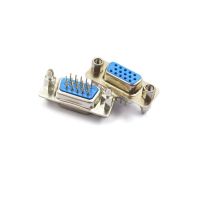 10Pcs DP15 3แถวชาย/หญิงสีฟ้าตรง Pin DB15 D-Sub PCB Mount RS232 Serial Port Connector COM พอร์ตซ็อกเก็ตสกรู