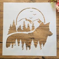 30*30 ซม.หมาป่าป่าดวงจันทร์ DIY Layering Stencils ภาพวาดสมุดภาพสี Embossing อัลบั้มตกแต่งแม่แบบ-sfwerwtwere