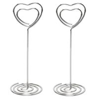 90 Pcs Card Holder Heart Shape Table Picture Stand Wire Tabletop Photo Holder Menu Clips for Wedding Party Number,Silver