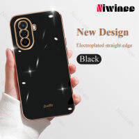 NIWINEE ปลอกซิลิโคนฝาหลังอ่อนนุ่มเคลือบเงาที่เรียบง่ายสำหรับ Huawei Nova Y70 Huawei Nova Y71เคสโทรศัพท์หรูหราชุบด้วยไฟฟ้าแบบ6D