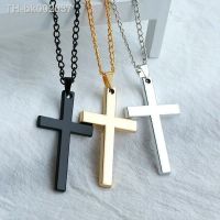 ⊕ Fashion Stainless Steel Cross Gold Silver Color Necklace for Women Men Vintage Chain Crystal Pendant Long Necklaces Jewelry New