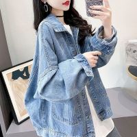 Fashion Casual Denim Jacket Women Korean Style Coat Loose Wild Blue/Black Jean Jackets Womens Clothes Letter Top Spring Autumn