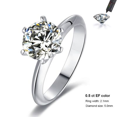 (Rings)Moissanita Anillos 100% แหวน925เงินสเตอร์ลิงสำหรับผู้หญิงเพชรโมอิสซาไนต์มีใบรับรองเครื่องประดับแต่งงานชั้นดีแหวน