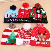 【YD】 Colorful Sweater Knitted Hats With Led Lights Kids Adults Xmas Ornaments Supplies