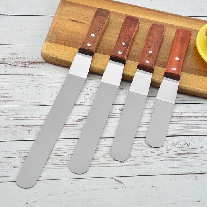 STAINLESS STEEL OFFSET SPATULA ICING SPATULA WOODEN HANDLE | Lazada PH