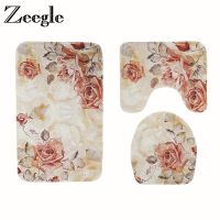 Europe Floral Bath Mat Bathroom Shower Room Toilet Rugs Bathroom Foot Mat Non-slip Bath Car Rugs Absorbent Bathroom Rug Set