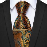 {EDDLYT}หรูหราผ้าไหมผู้ชาย39; S เนคไทสีฟ้าสีเขียว Paisley Casual Tie สำหรับผู้ชายอุปกรณ์เสริมสวมใส่ทุกวันงานแต่งงาน Corbatas Para Hombre