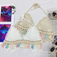 Crochet Bikini Crop Top Knitted Swimwear Top Beach Wear Outfit For Women holiday cloth